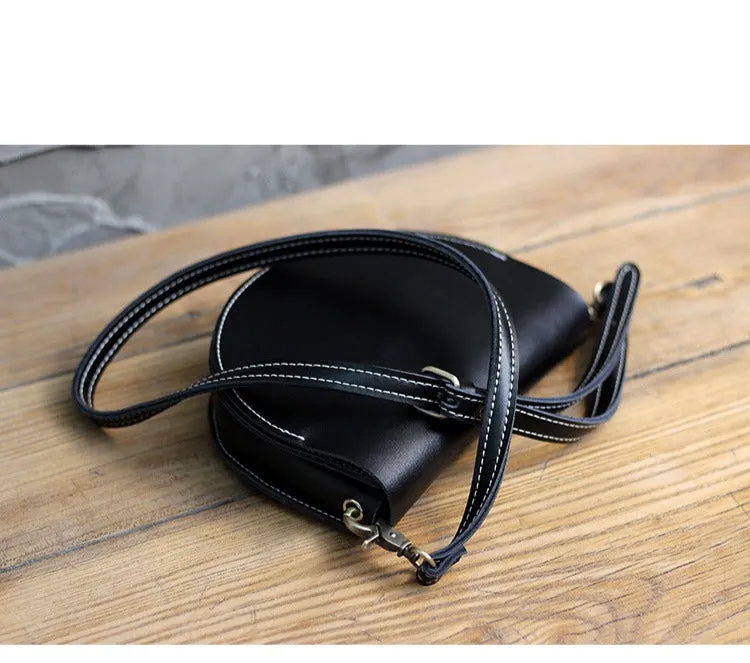 Cute Coffee LEATHER Saddle SHOULDER Bag WOMEN Small Saddle Crossbody Purse FOR WOMEN