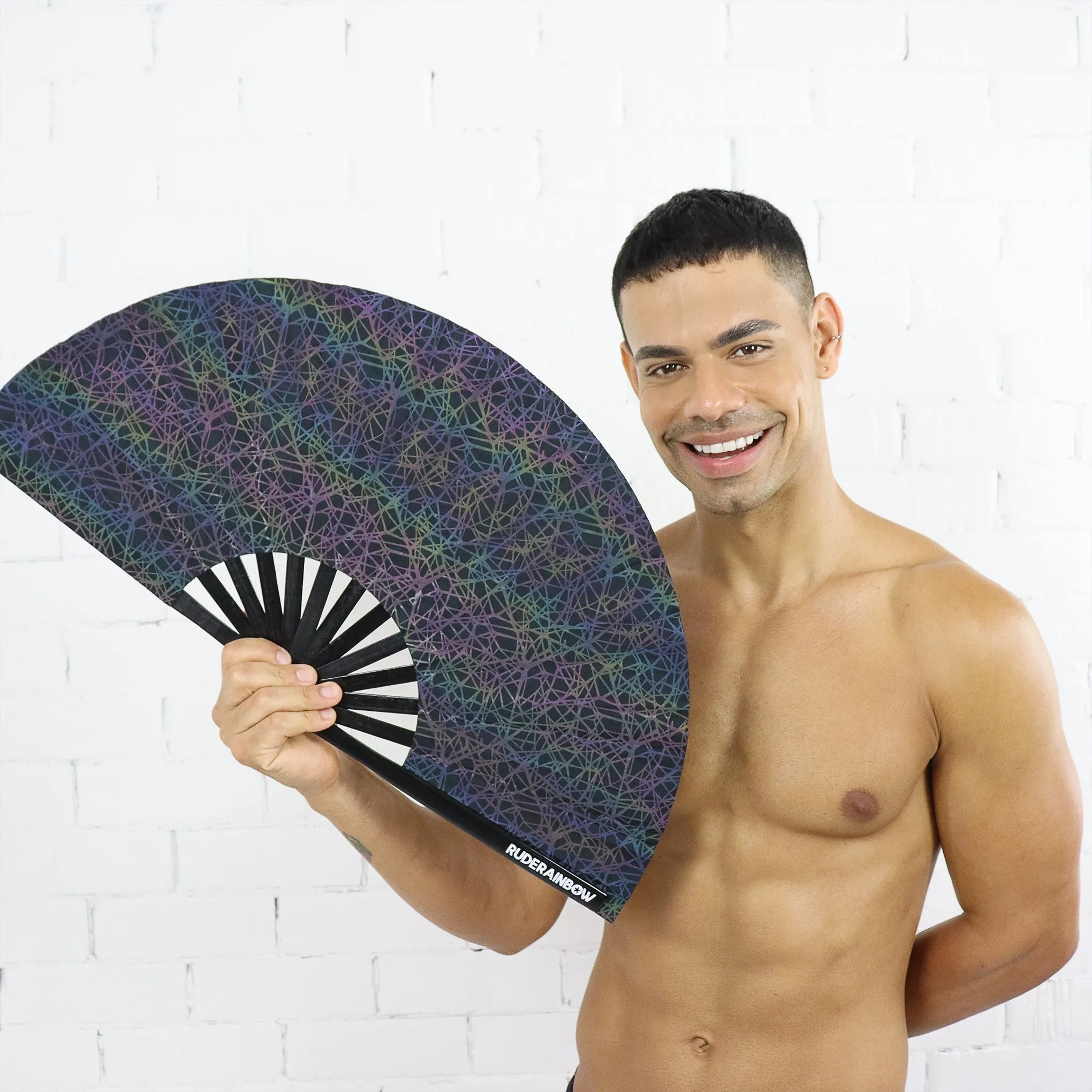 Dazzling Reflective Party Fan - Black