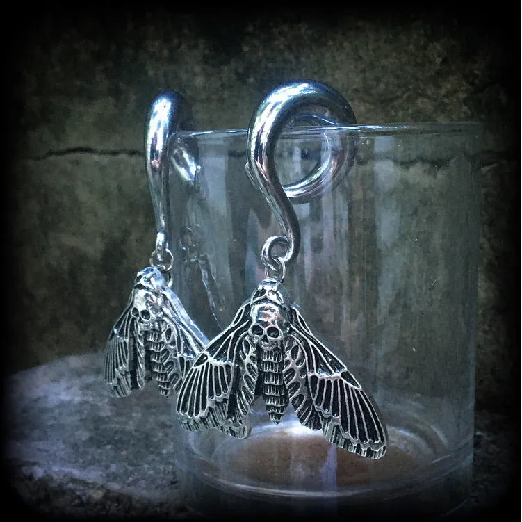 Deathshead moth gauged earrings-Insect ear weights