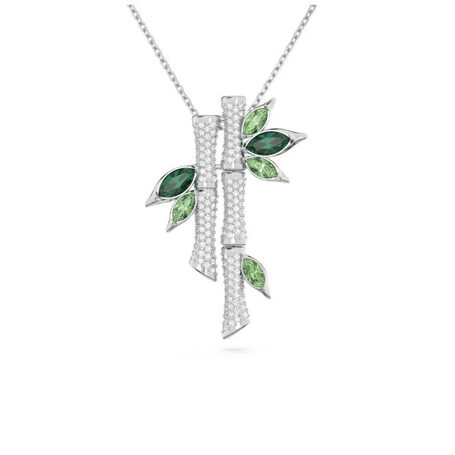 Dellium Bamboo Green Rhodium Plated Necklace 5645369