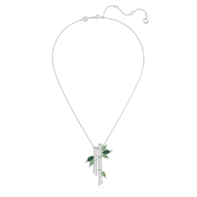 Dellium Bamboo Green Rhodium Plated Necklace 5645369