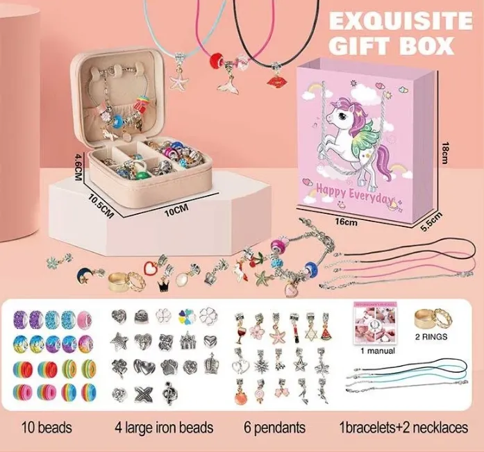 DIY Creative Charm Unicorn Jewellery Beads Set With Gift Bag
