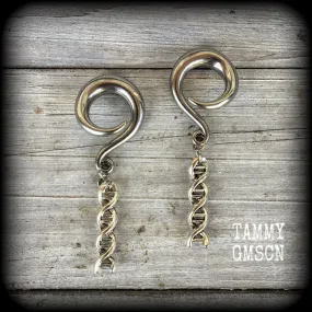 DNA strand gauged earrings-Science earrings