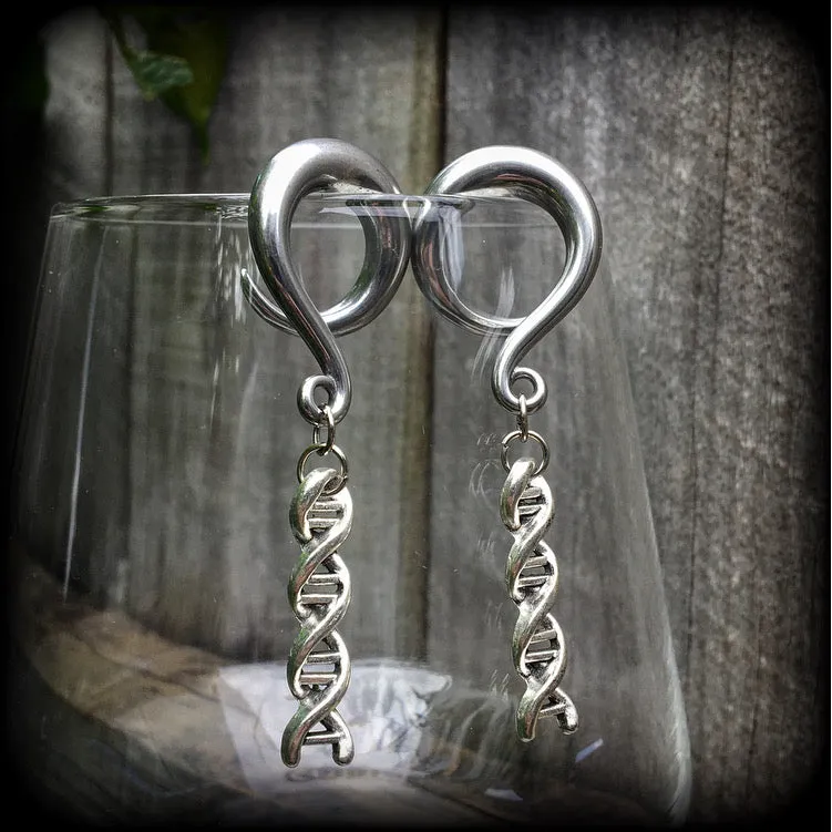 DNA strand gauged earrings-Science earrings