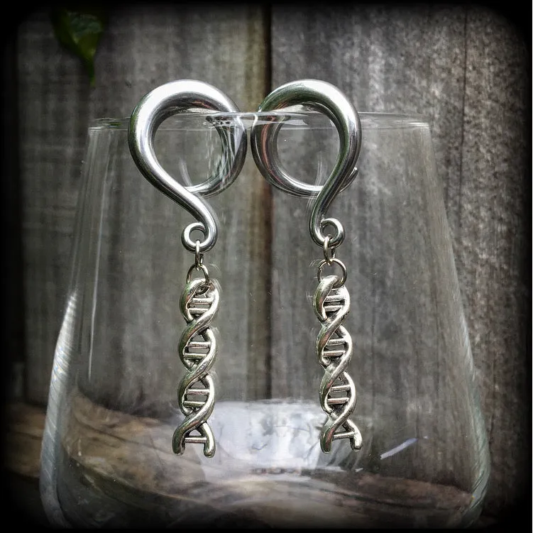 DNA strand gauged earrings-Science earrings