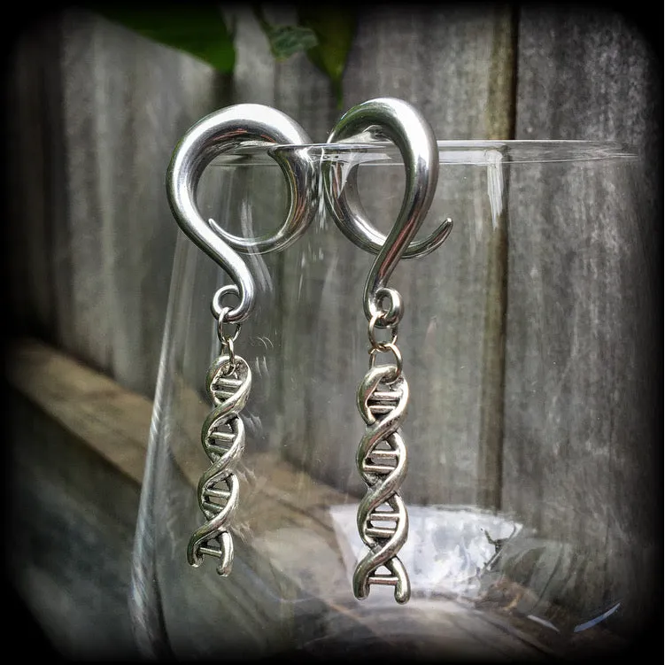 DNA strand gauged earrings-Science earrings