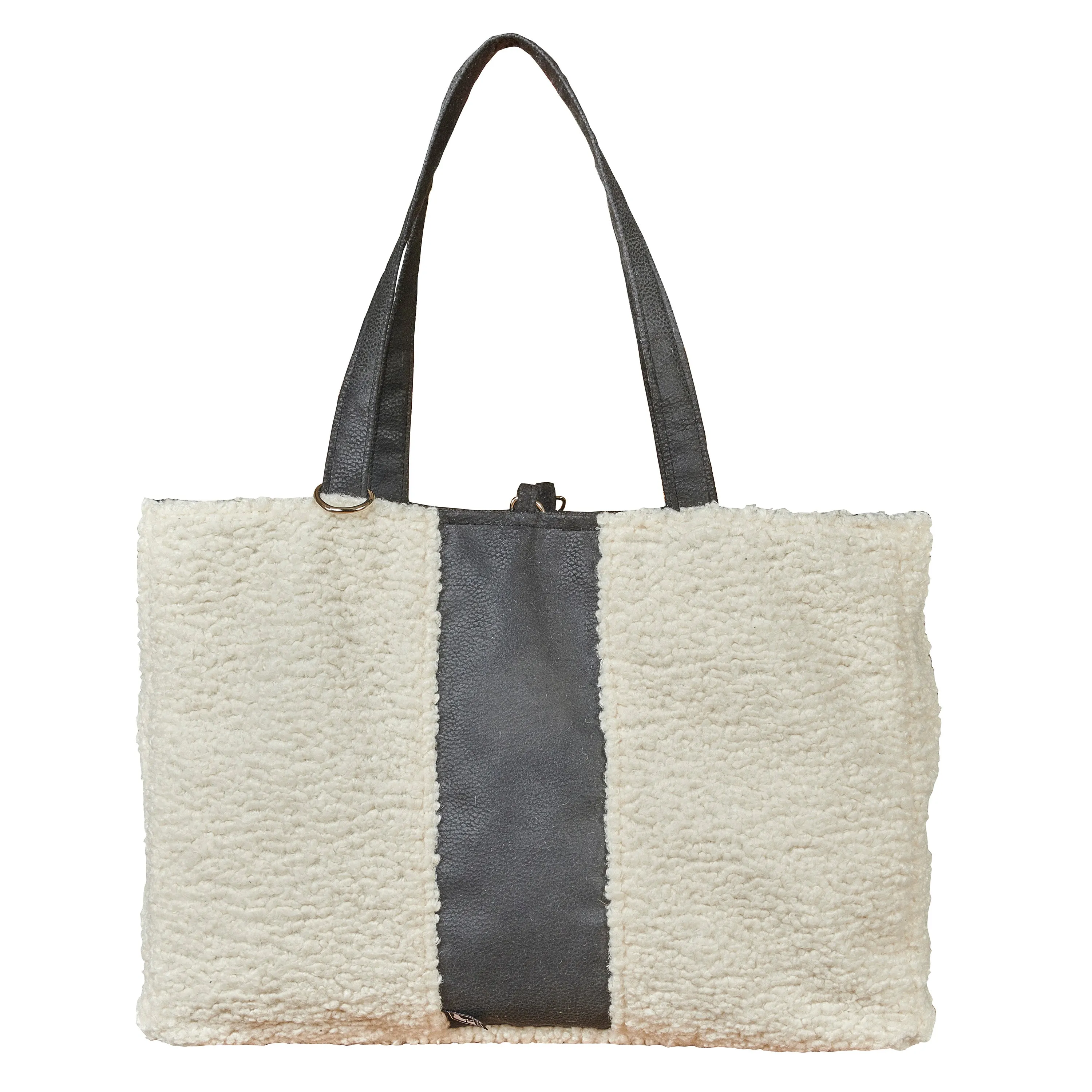 Dog Carrier Purse | Ivory Faux Sheepskin Fur