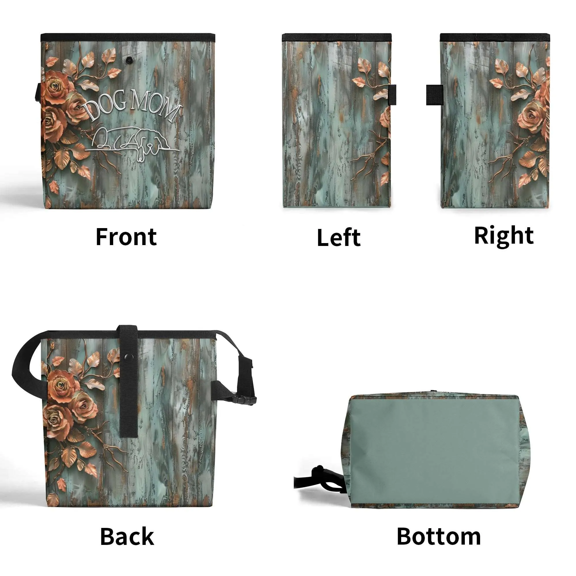 Dog Mom Farmhouse Patina Rose Hanging Car Organizer/Storage/Trash Bin