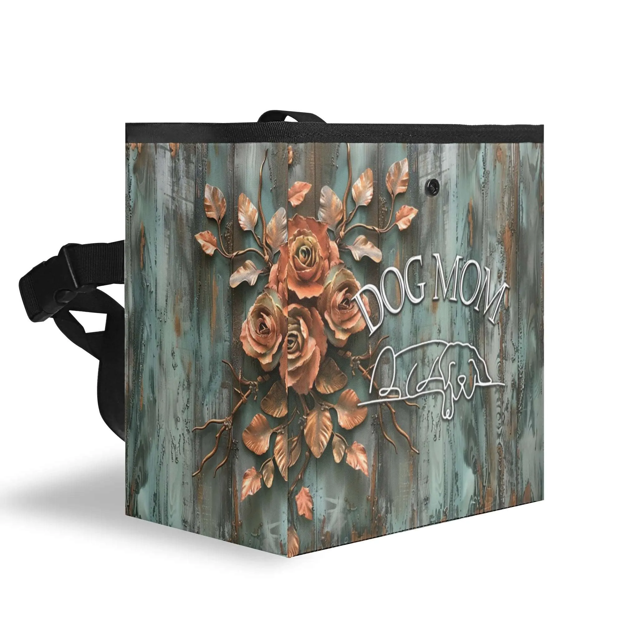 Dog Mom Farmhouse Patina Rose Hanging Car Organizer/Storage/Trash Bin