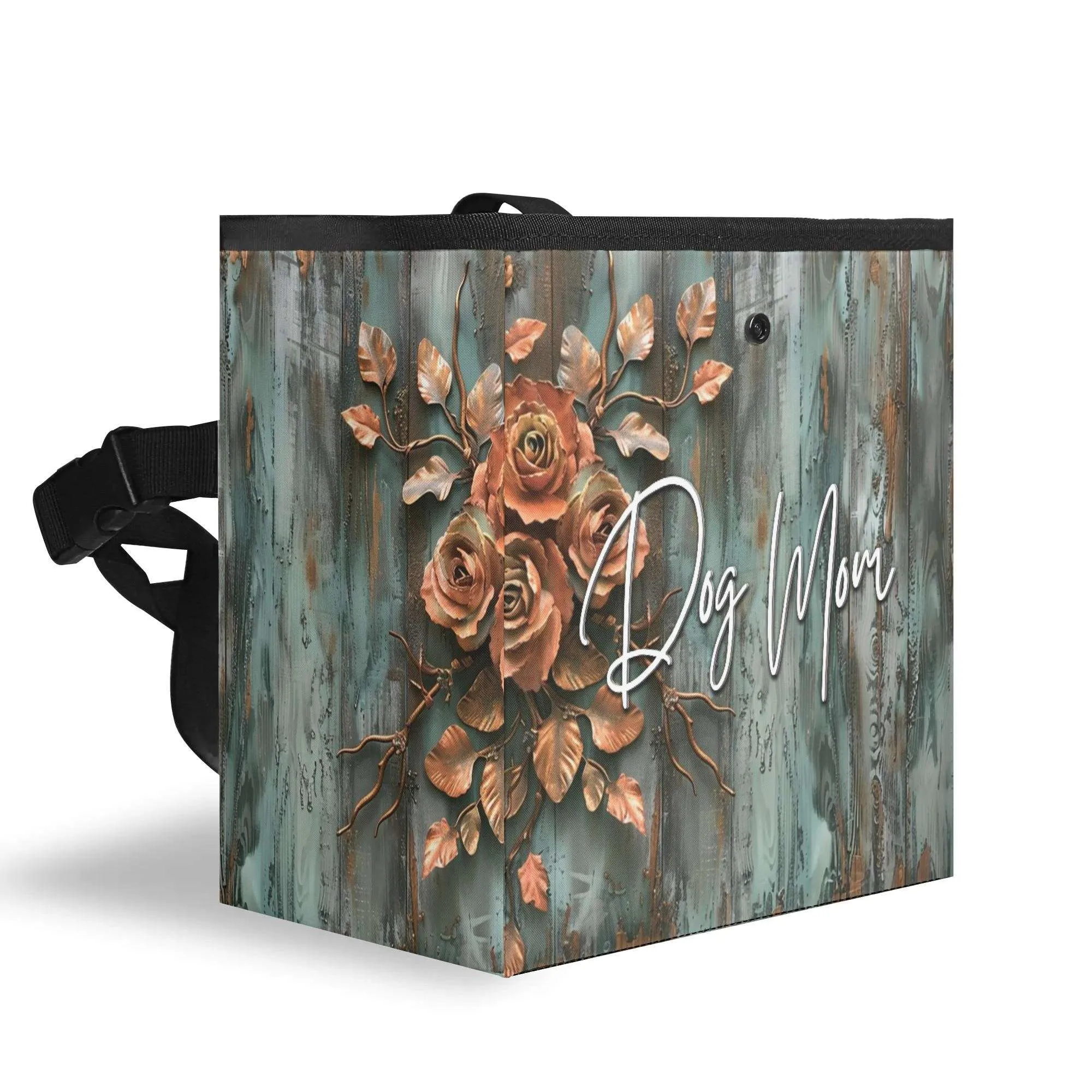 Dog Mom Farmhouse Patina Rose Hanging Car Organizer/Storage/Trash Bin