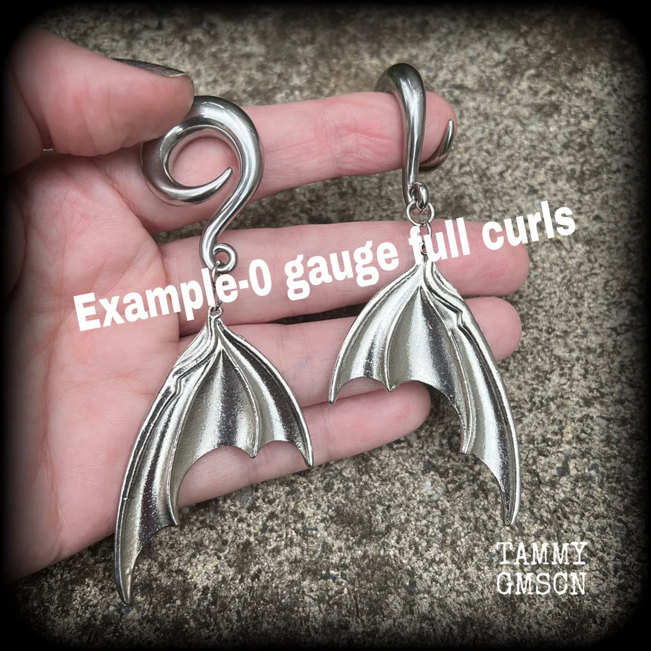 Dragon wing gauged earrings-Dragon wings ear hangers