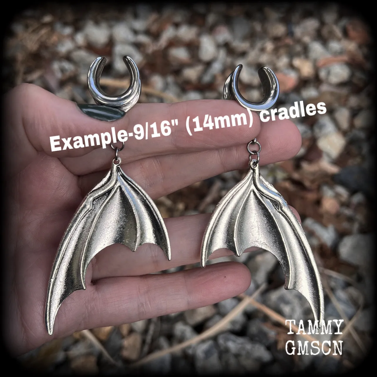 Dragon wing gauged earrings-Dragon wings ear hangers
