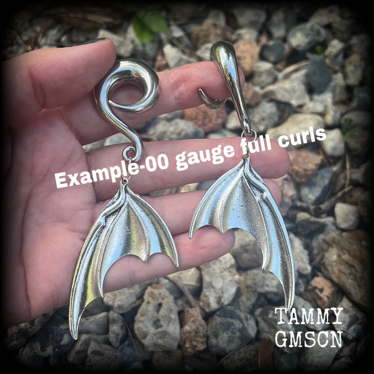 Dragon wing gauged earrings-Dragon wings ear hangers