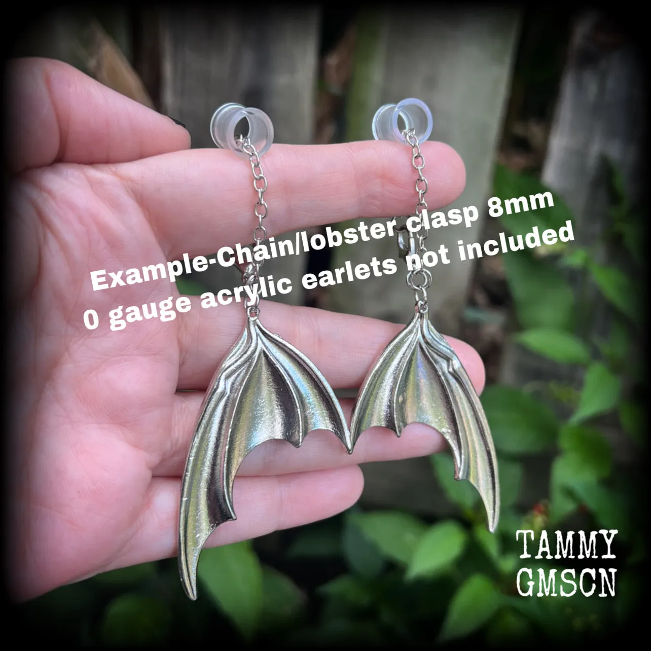 Dragon wing gauged earrings-Dragon wings ear hangers