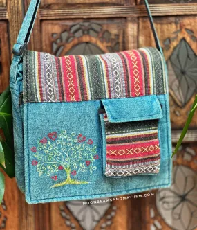 DREAMY LAGOON BLUE TREE OF LIFE SATCHEL BAG