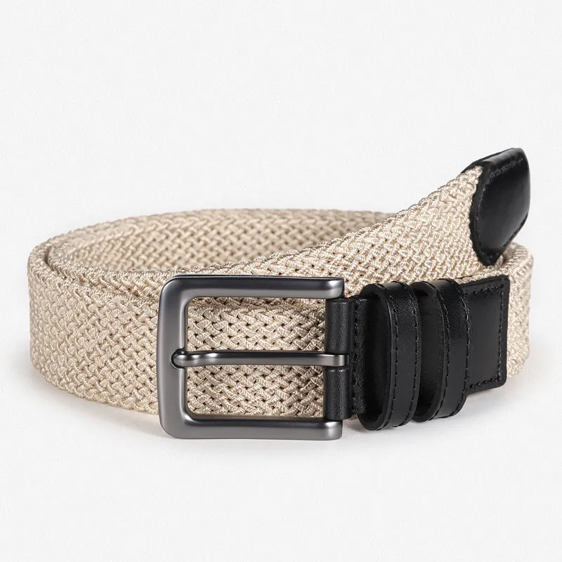 Elastic Woven Belt Men's High-End First Layer Elastic Waistband Leisure Sports Canvas Belt