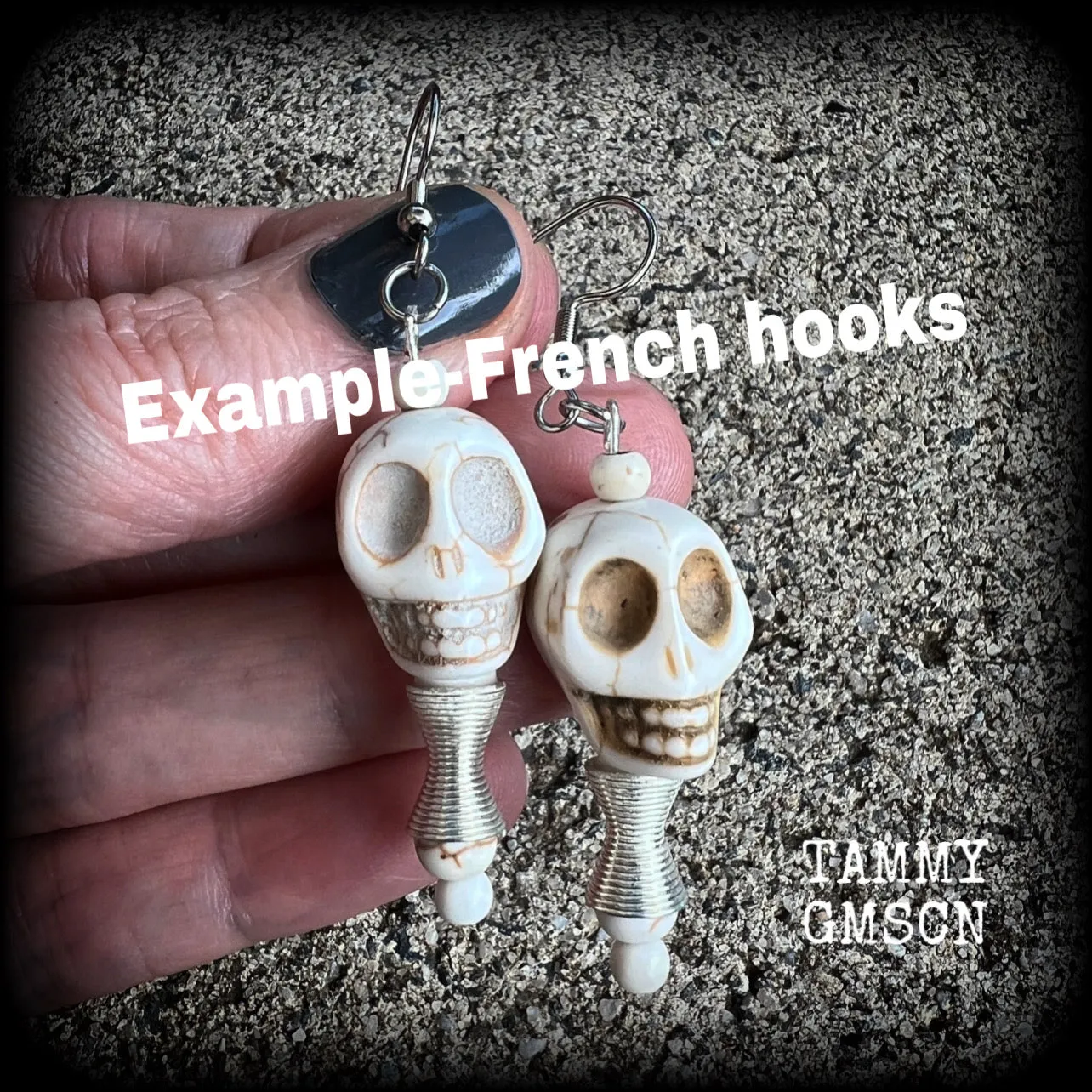 Erzulie Freda Voodoo earrings-Skull and wire bead tribal earrings