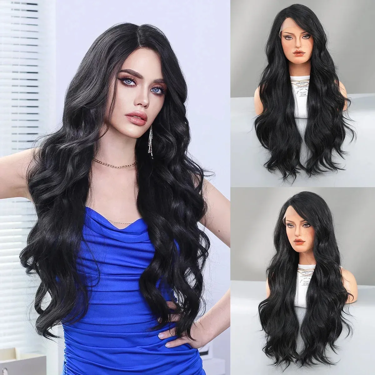 Fashion Long Mix Blonde Black 7Color Curly Women's Part Hair Cosplay Wigs