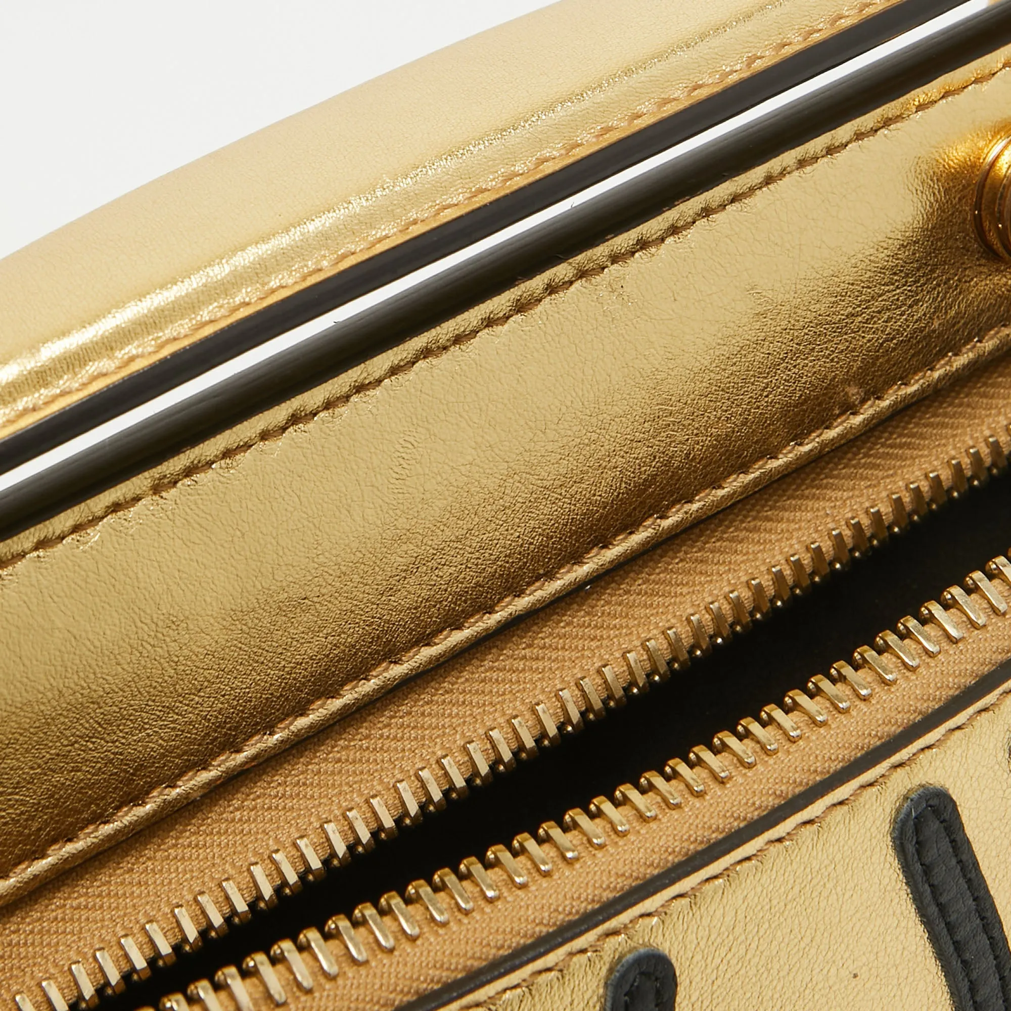 Fendi  Leather Small  Edition Dotcom Click Top Handle Bag