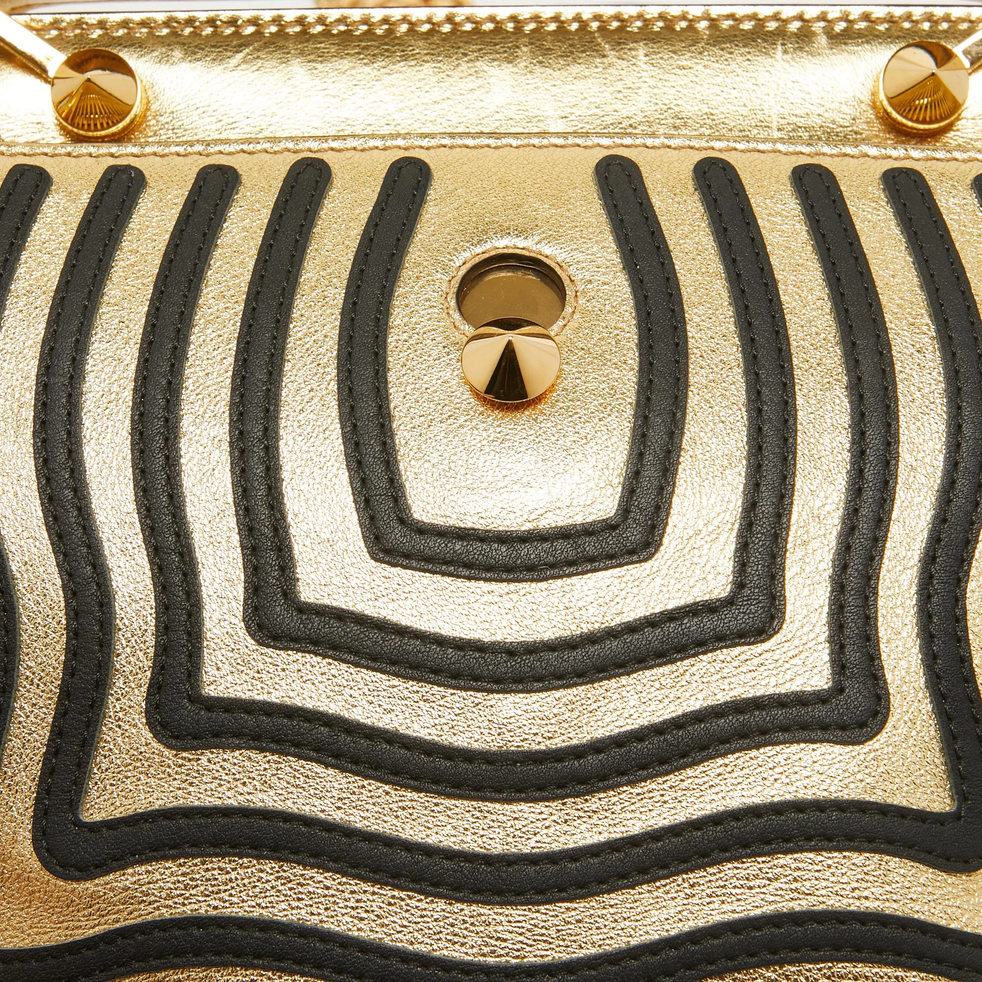 Fendi  Leather Small  Edition Dotcom Click Top Handle Bag