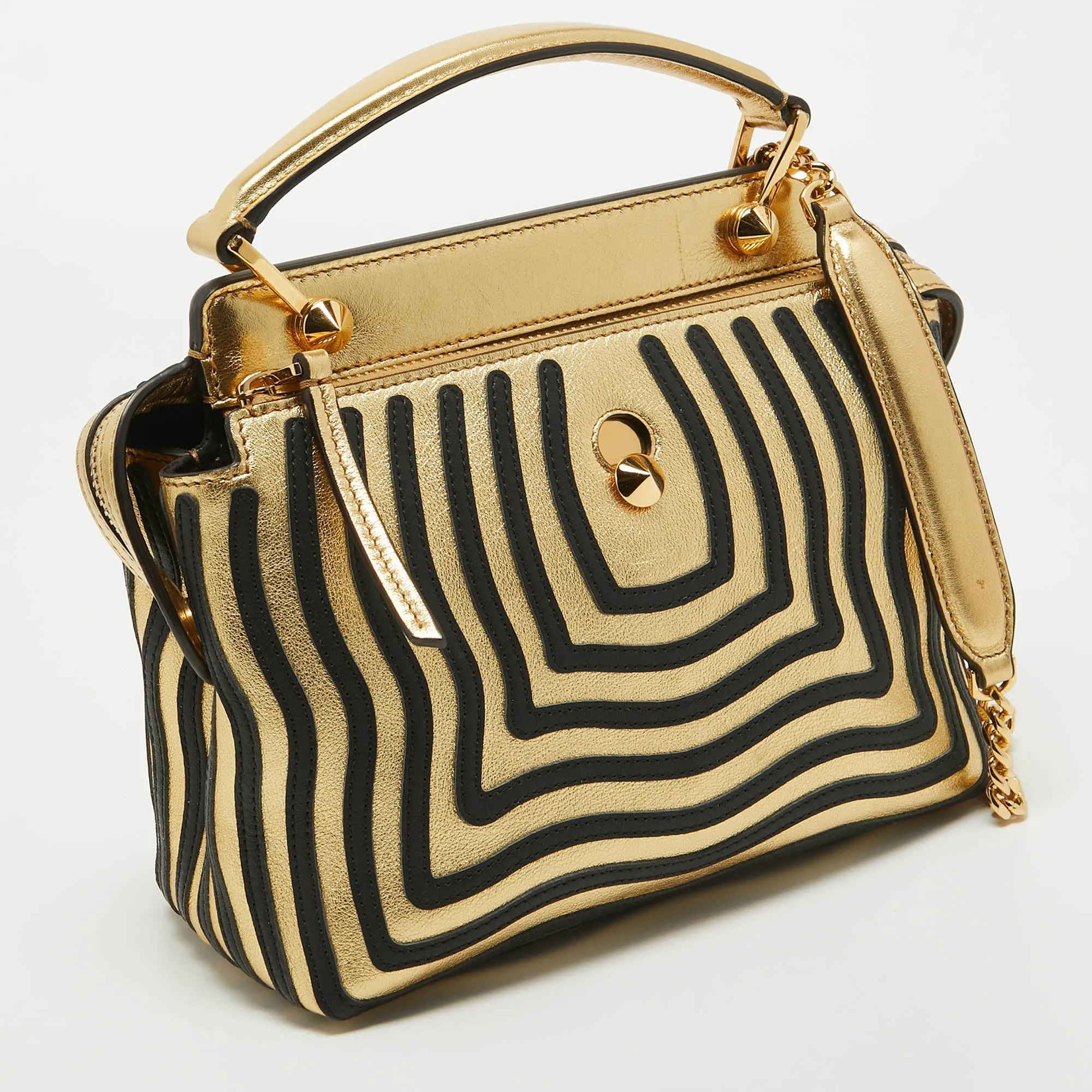 Fendi  Leather Small  Edition Dotcom Click Top Handle Bag