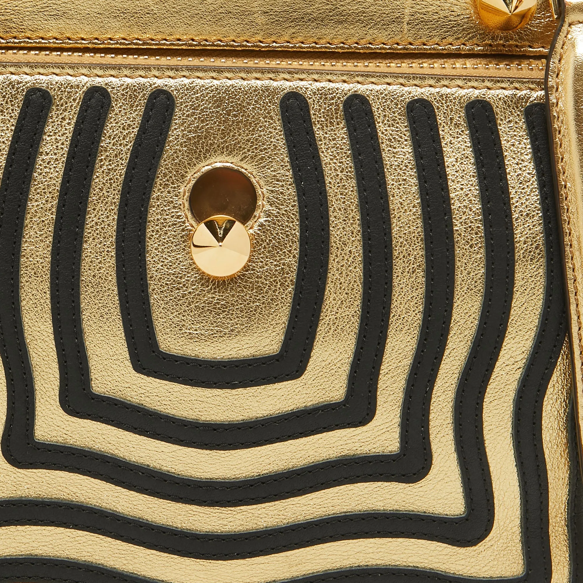 Fendi  Leather Small  Edition Dotcom Click Top Handle Bag