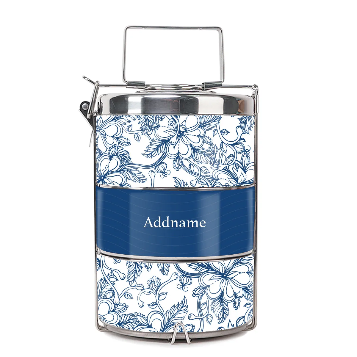 Floral Artline Series 3-Tier Premium Medium 13.5cm Tiffin Carrier [FREE Custom Add Name]