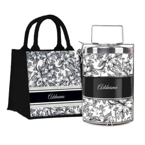 Floral Artline Series 3-Tier Premium Medium 13.5cm Tiffin Carrier [FREE Custom Add Name]