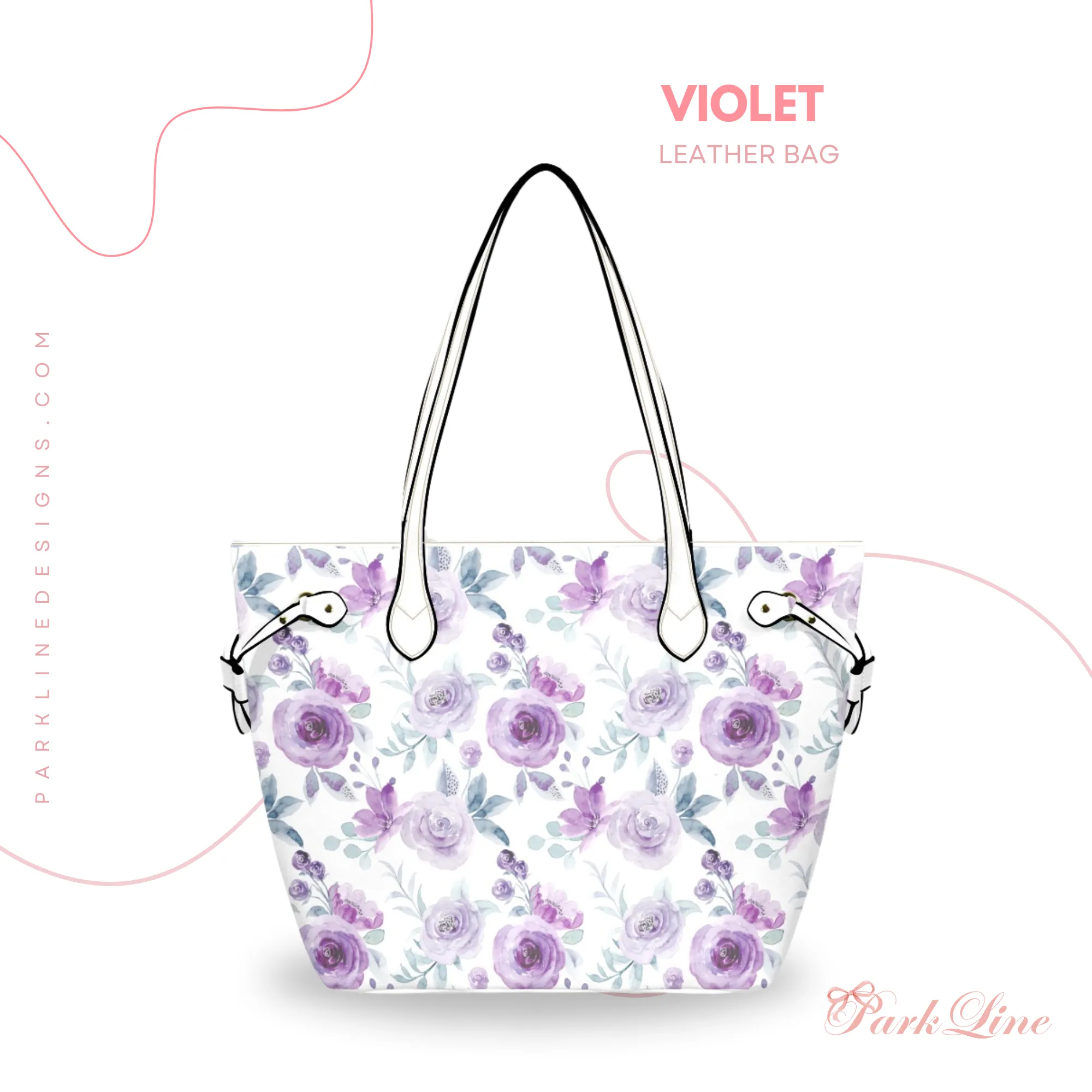 Floral Stems Leather Bag | Watercolor Peonies Pattern | Perfect Gift for Her | Elegant & Durable Fashion Tote
