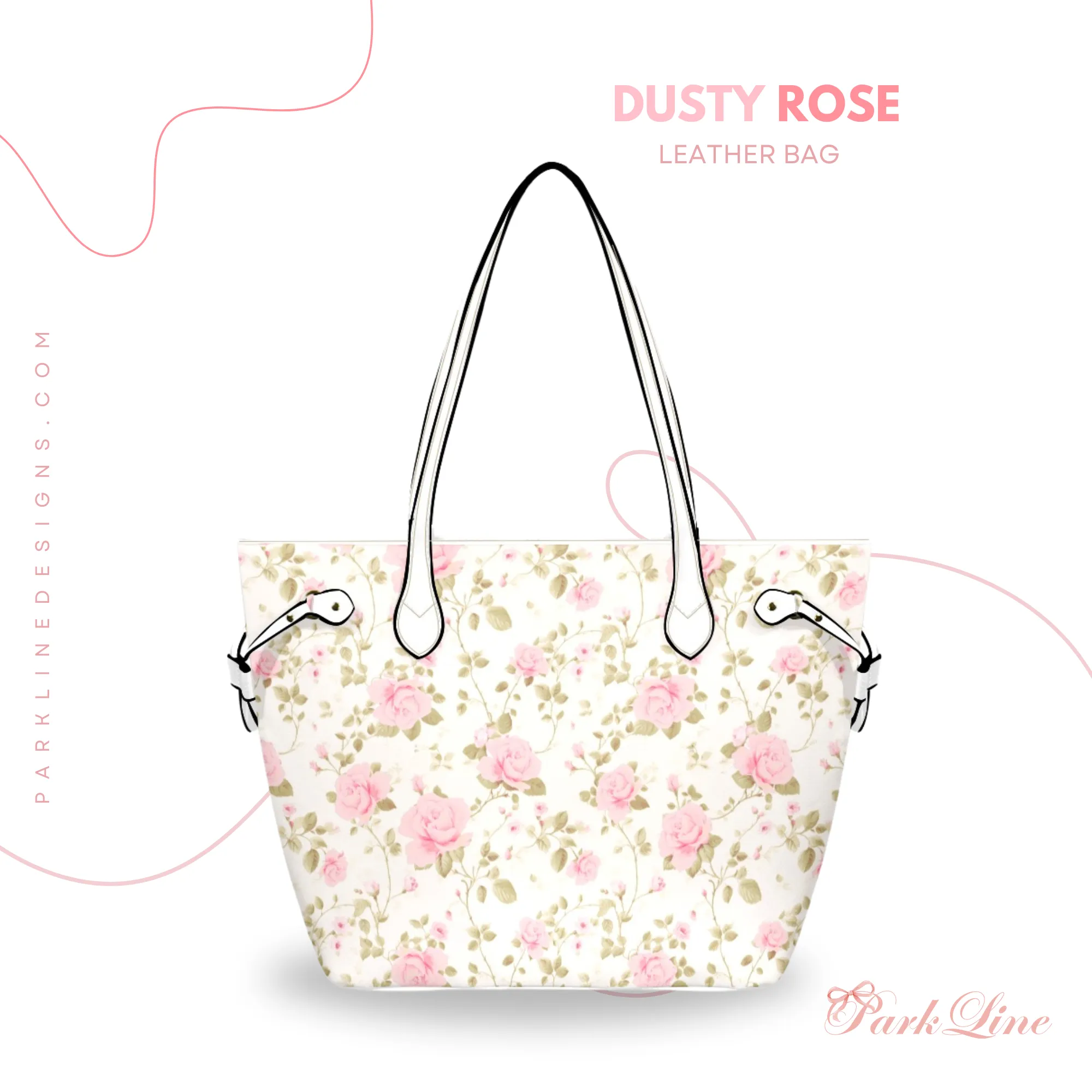 Floral Stems Leather Bag | Watercolor Peonies Pattern | Perfect Gift for Her | Elegant & Durable Fashion Tote