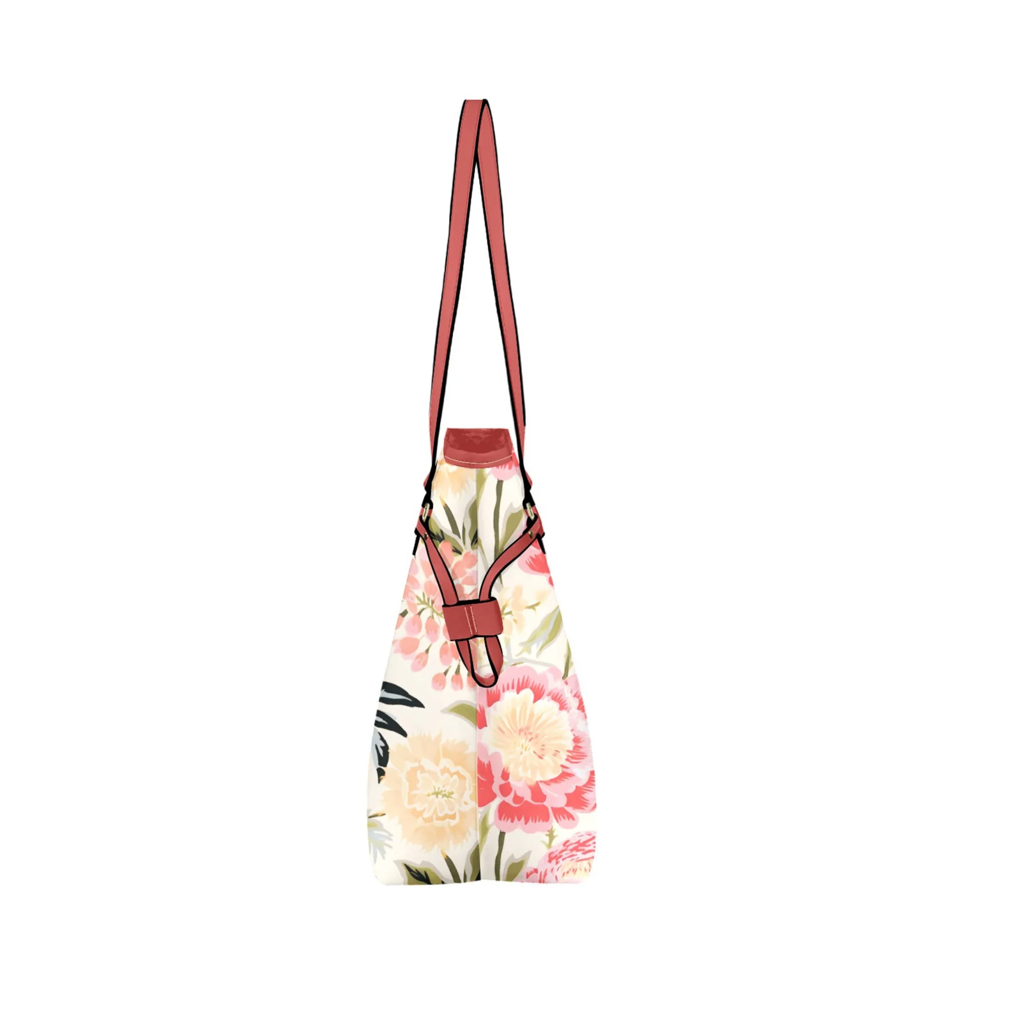 Floral Stems Leather Bag | Watercolor Peonies Pattern | Perfect Gift for Her | Elegant & Durable Fashion Tote