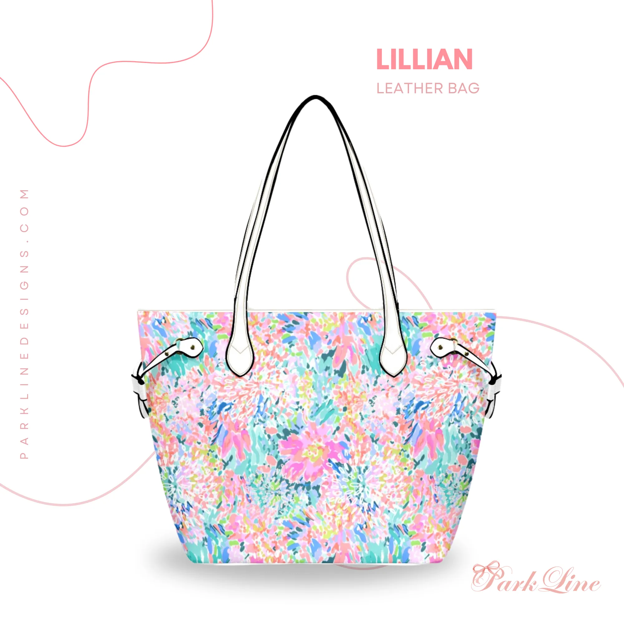 Floral Stems Leather Bag | Watercolor Peonies Pattern | Perfect Gift for Her | Elegant & Durable Fashion Tote