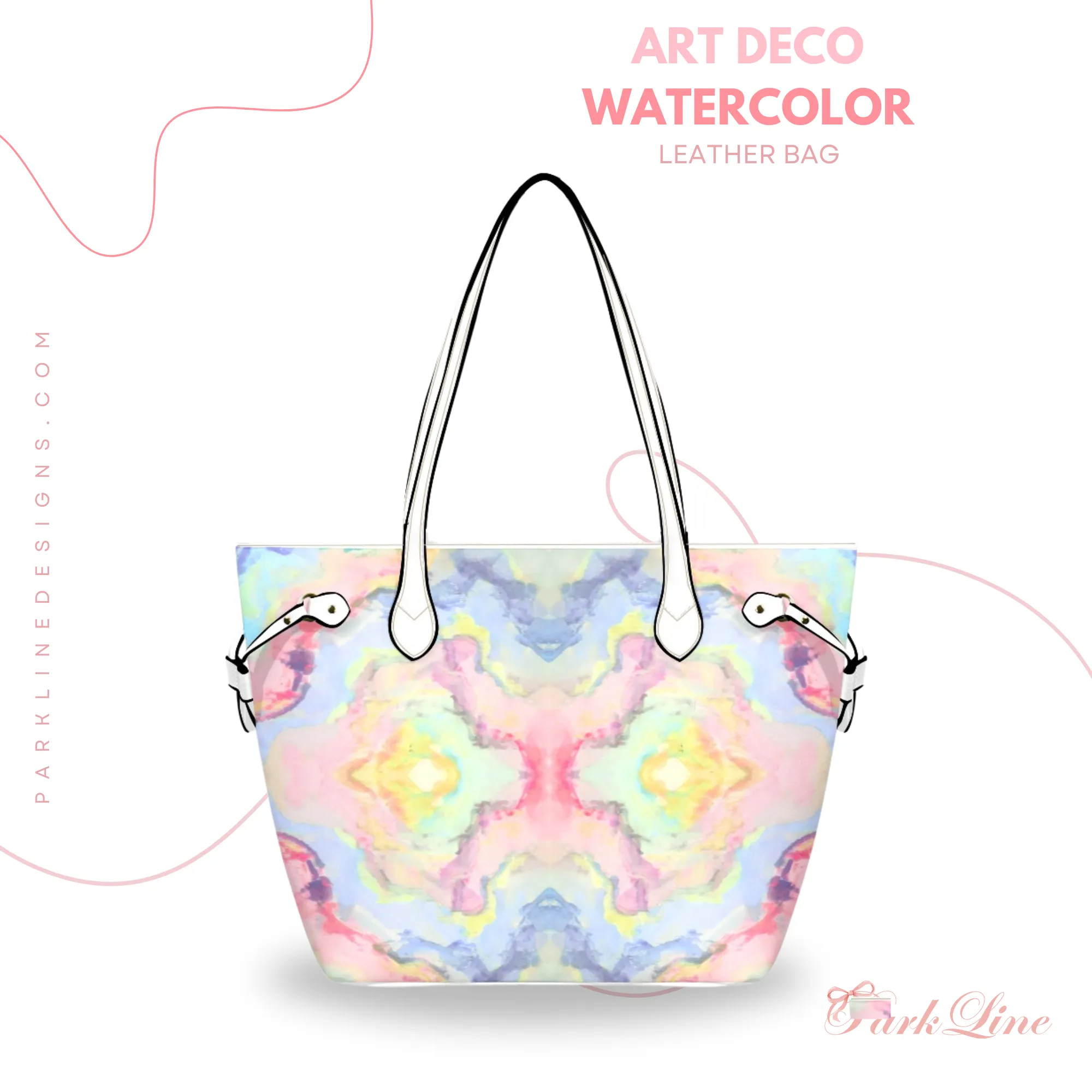 Floral Stems Leather Bag | Watercolor Peonies Pattern | Perfect Gift for Her | Elegant & Durable Fashion Tote
