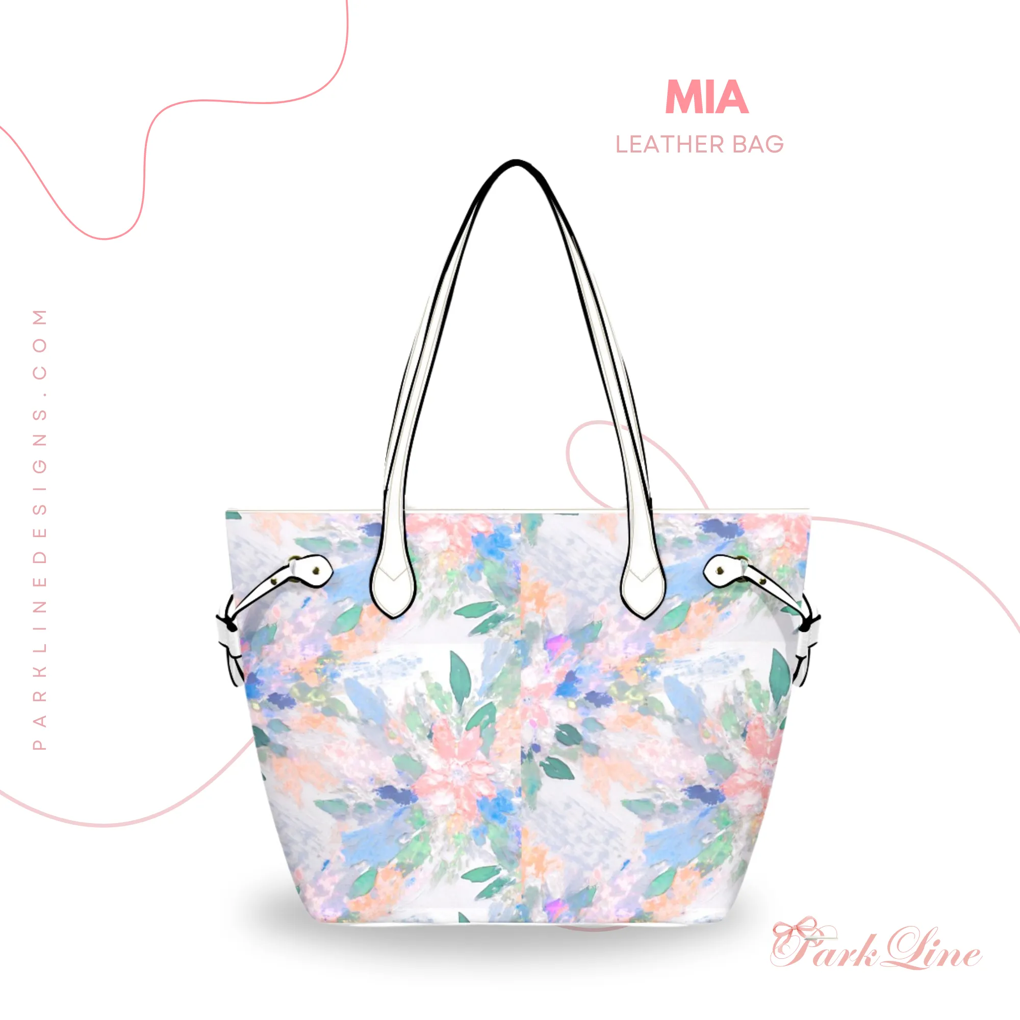 Floral Stems Leather Bag | Watercolor Peonies Pattern | Perfect Gift for Her | Elegant & Durable Fashion Tote