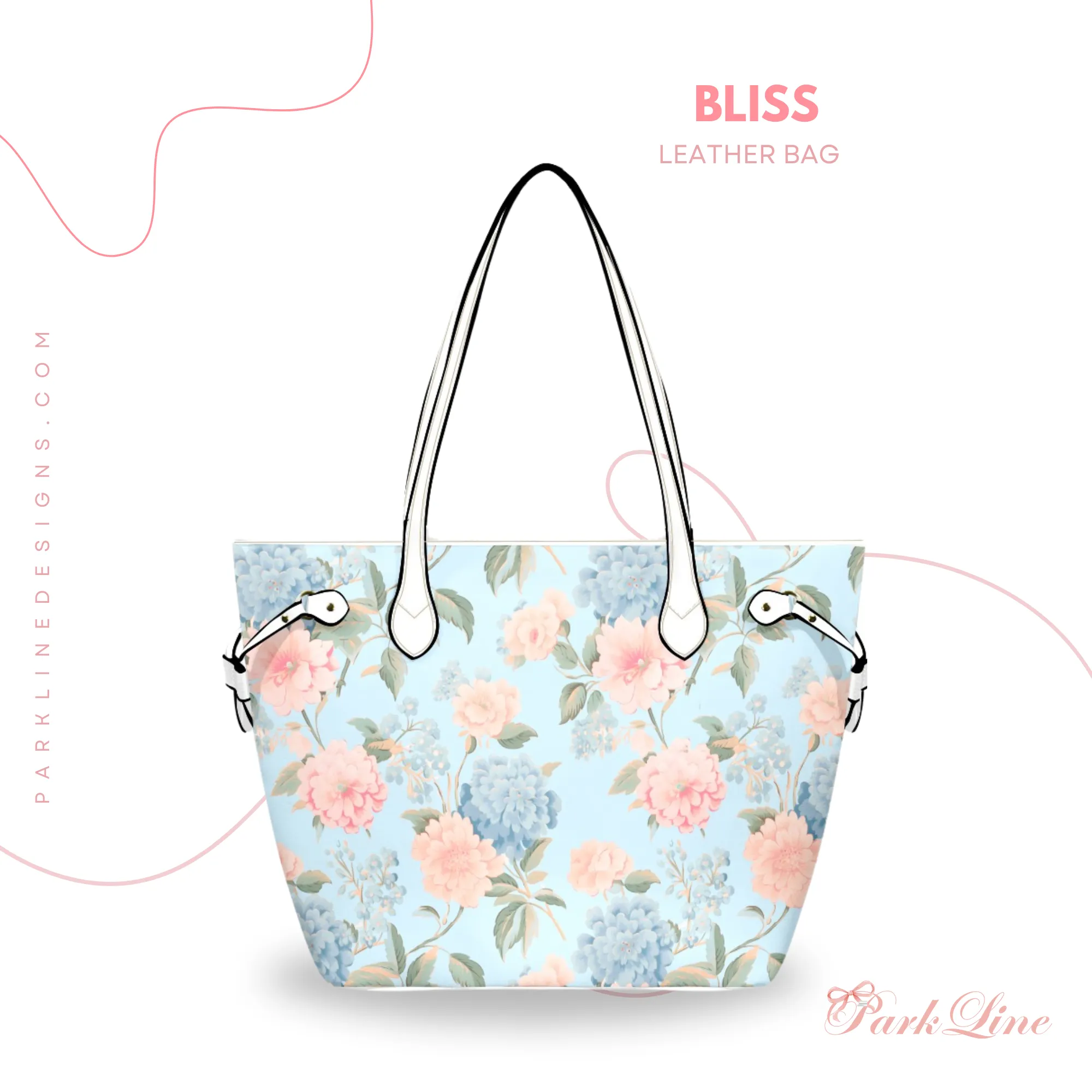 Floral Stems Leather Bag | Watercolor Peonies Pattern | Perfect Gift for Her | Elegant & Durable Fashion Tote