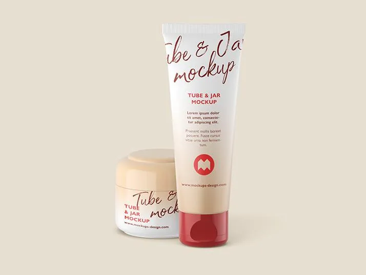 Free Clean Set of Cosmetic Tube and Jar Mockup