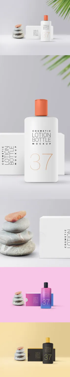 Free Cosmetic Lotion Packaging Mockup Set