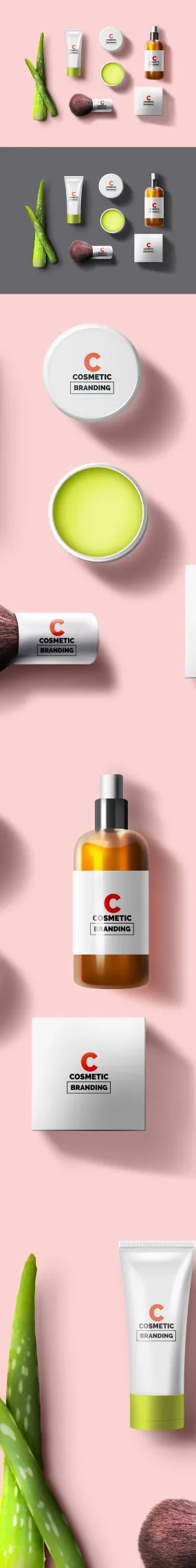 Free Photorealistic Cosmetic Branding Mockup Set