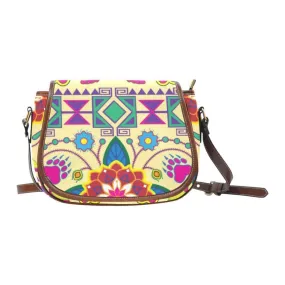 Geometric Floral Winter - Vanilla Saddle Bag/Small