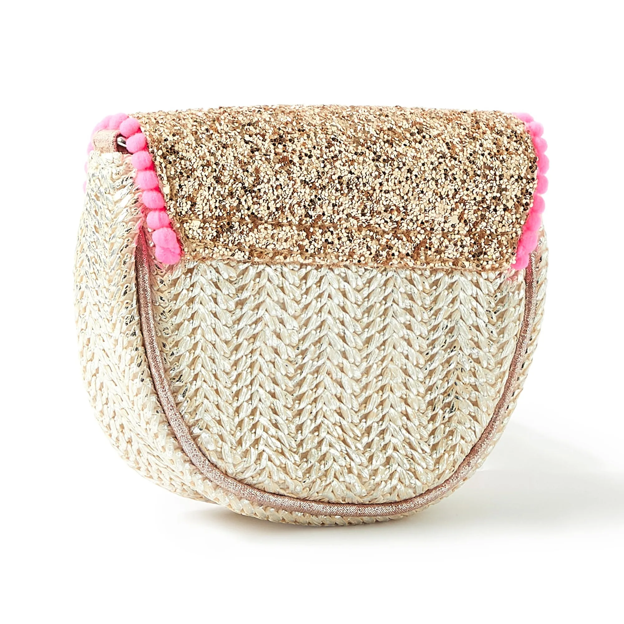 Glitter Straw Across Body Bag