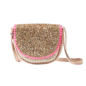 Glitter Straw Across Body Bag