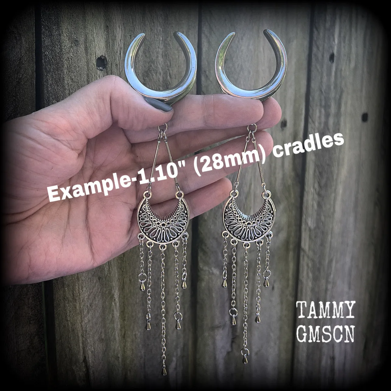 Goddess Ishtar gauged earrings-Ornate ear hangers