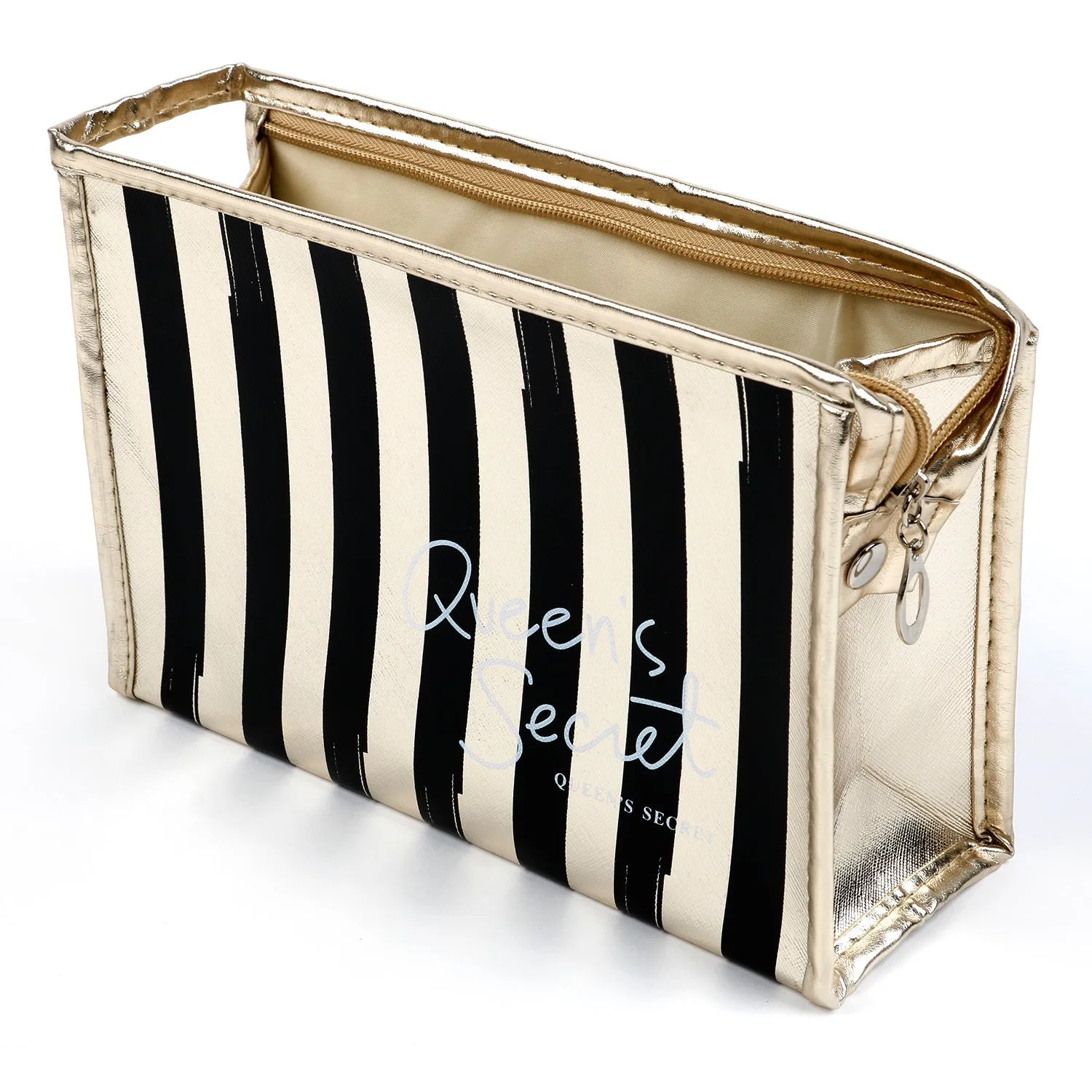 Gold Stripe Shine Makeup Bag