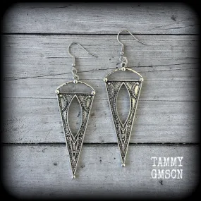 Gothic triangle earrings-Inverted triangle earrings
