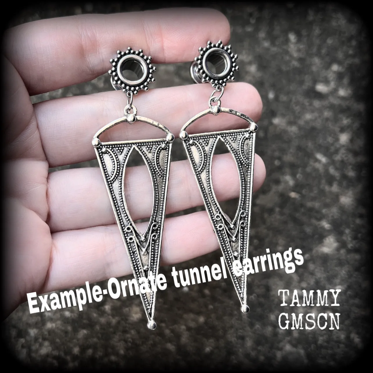 Gothic triangle earrings-Inverted triangle earrings
