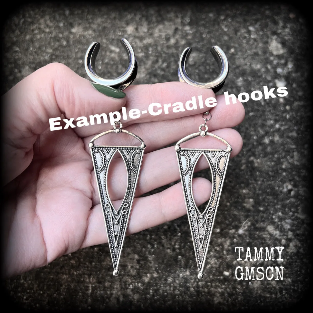 Gothic triangle earrings-Inverted triangle earrings
