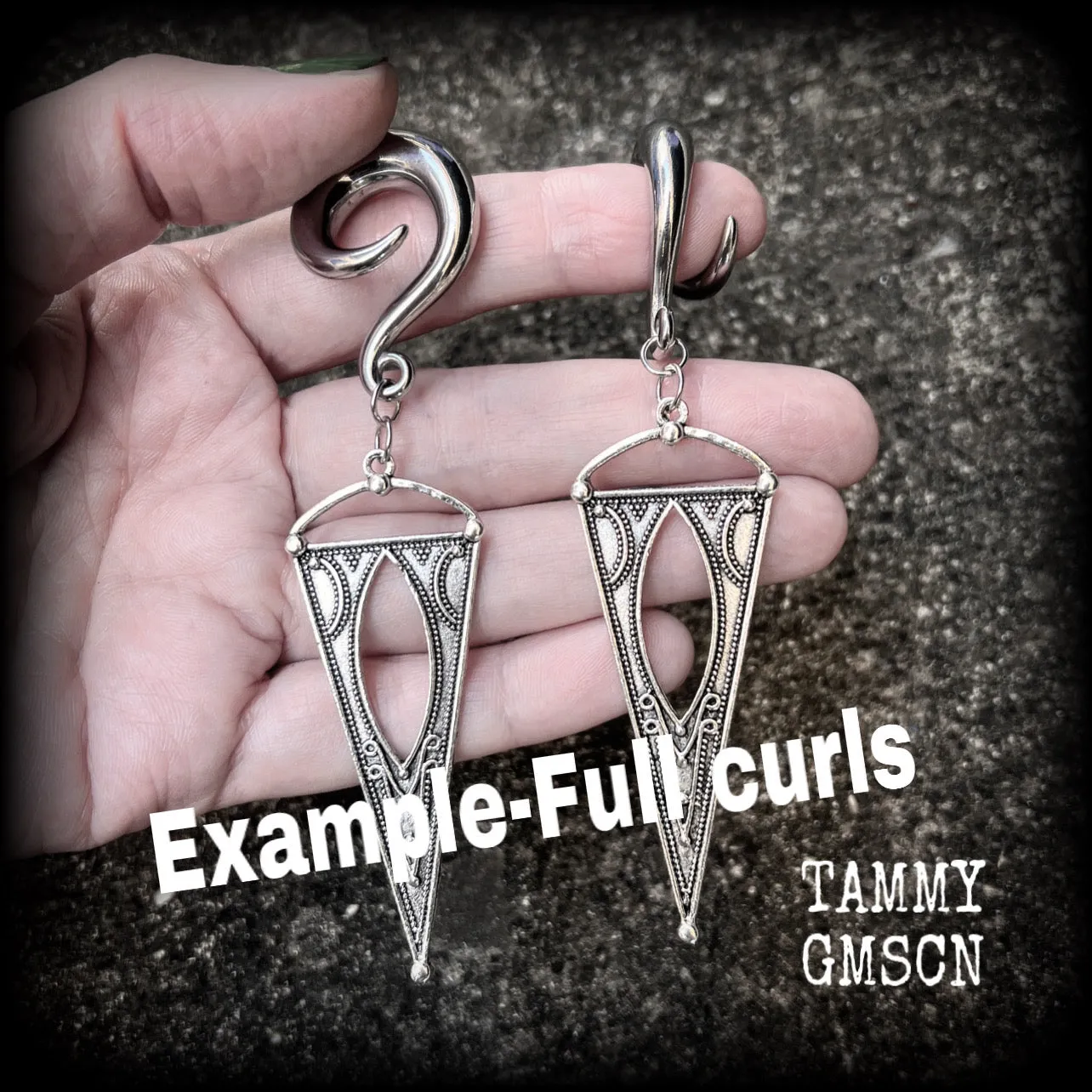Gothic triangle earrings-Inverted triangle earrings