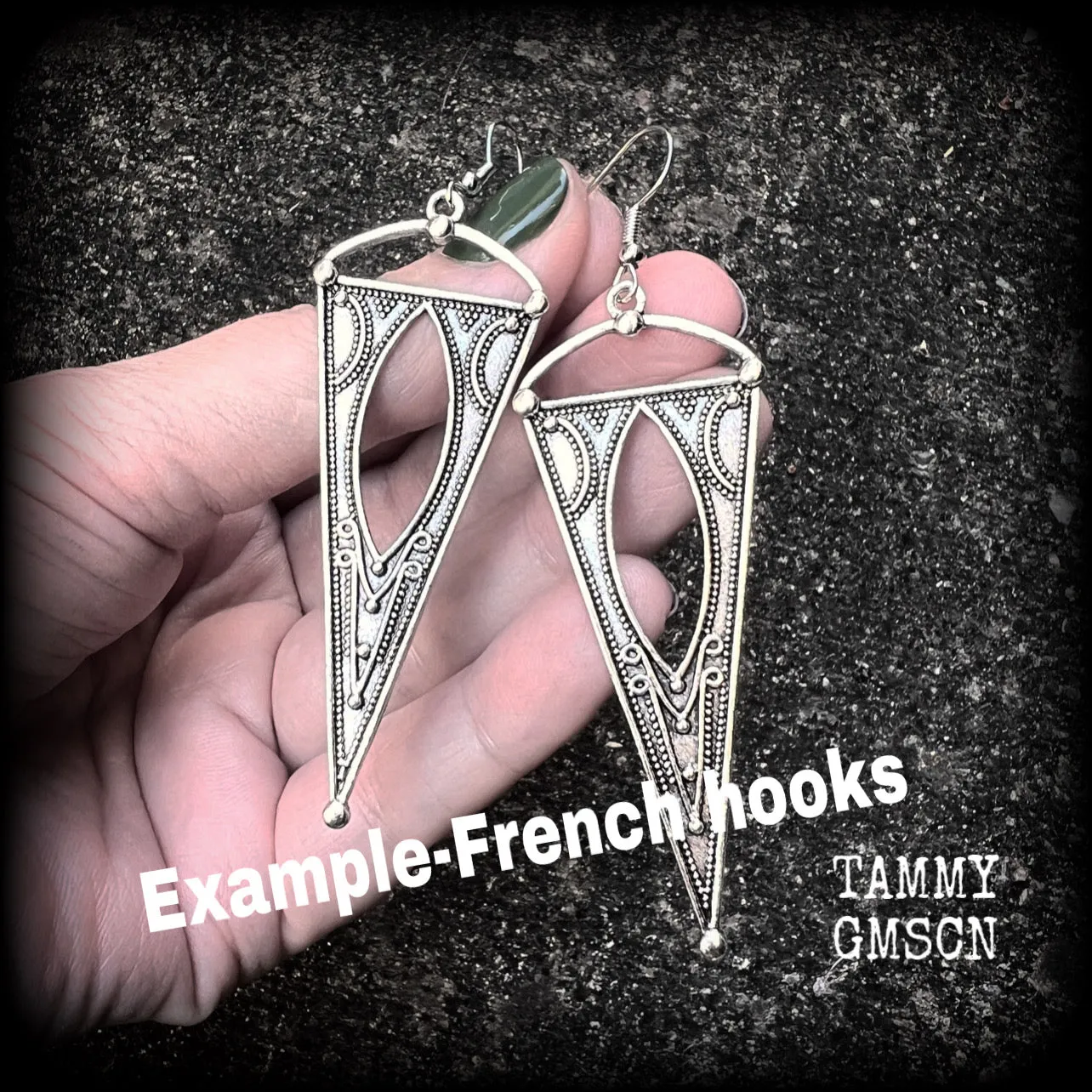 Gothic triangle earrings-Inverted triangle earrings
