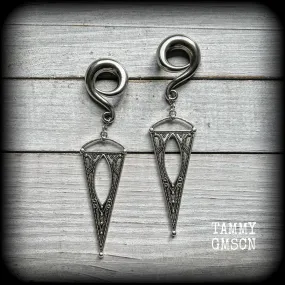 Gothic triangle gauged earrings-Boho ear gauges