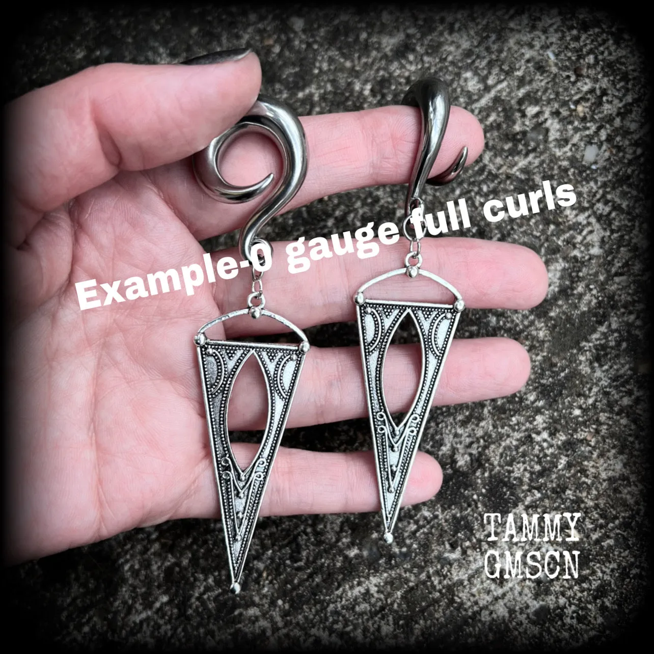 Gothic triangle gauged earrings-Boho ear gauges